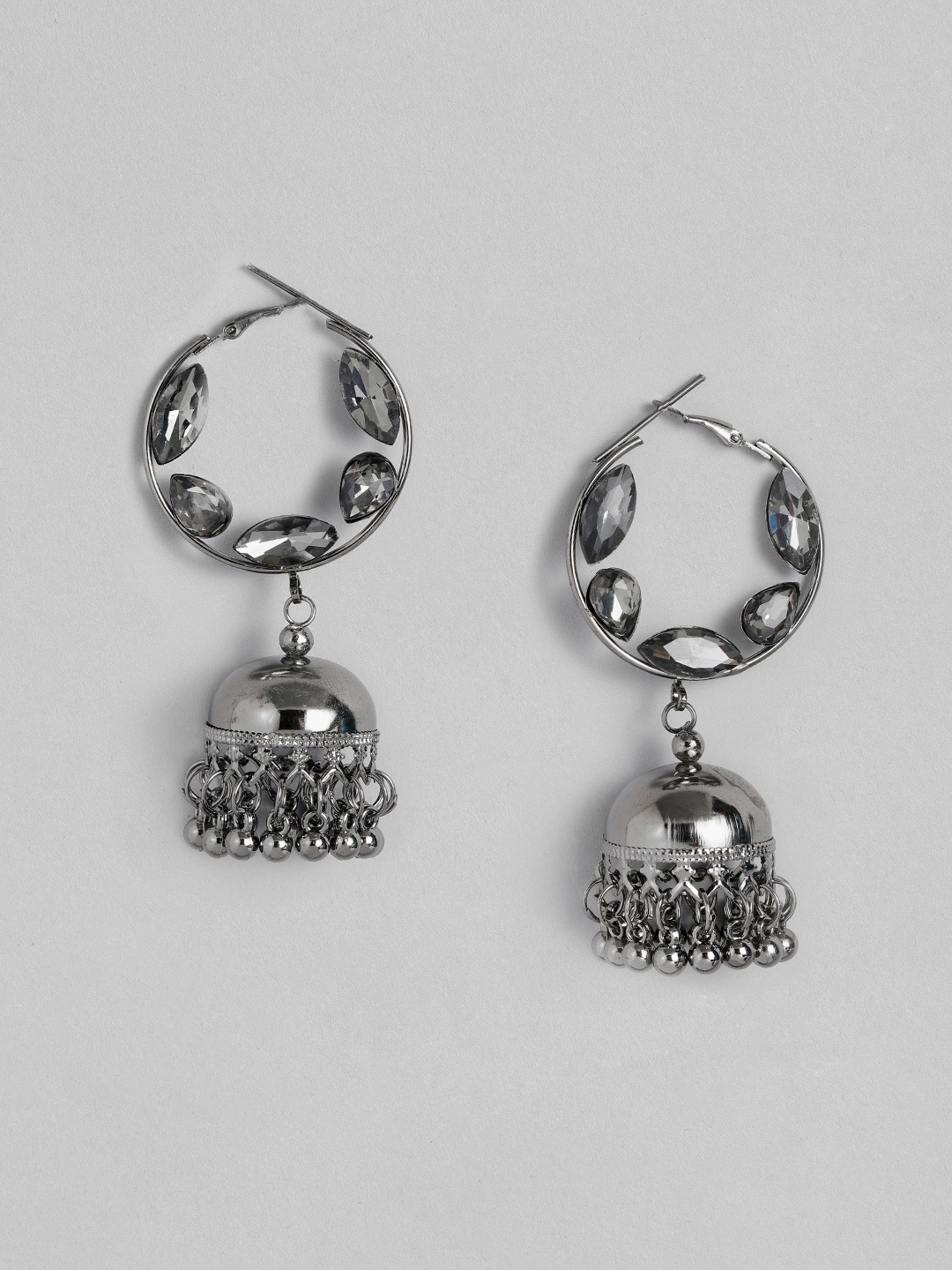

Anouk Alloy Teardrop Shaped Jhumkas Earrings, Silver