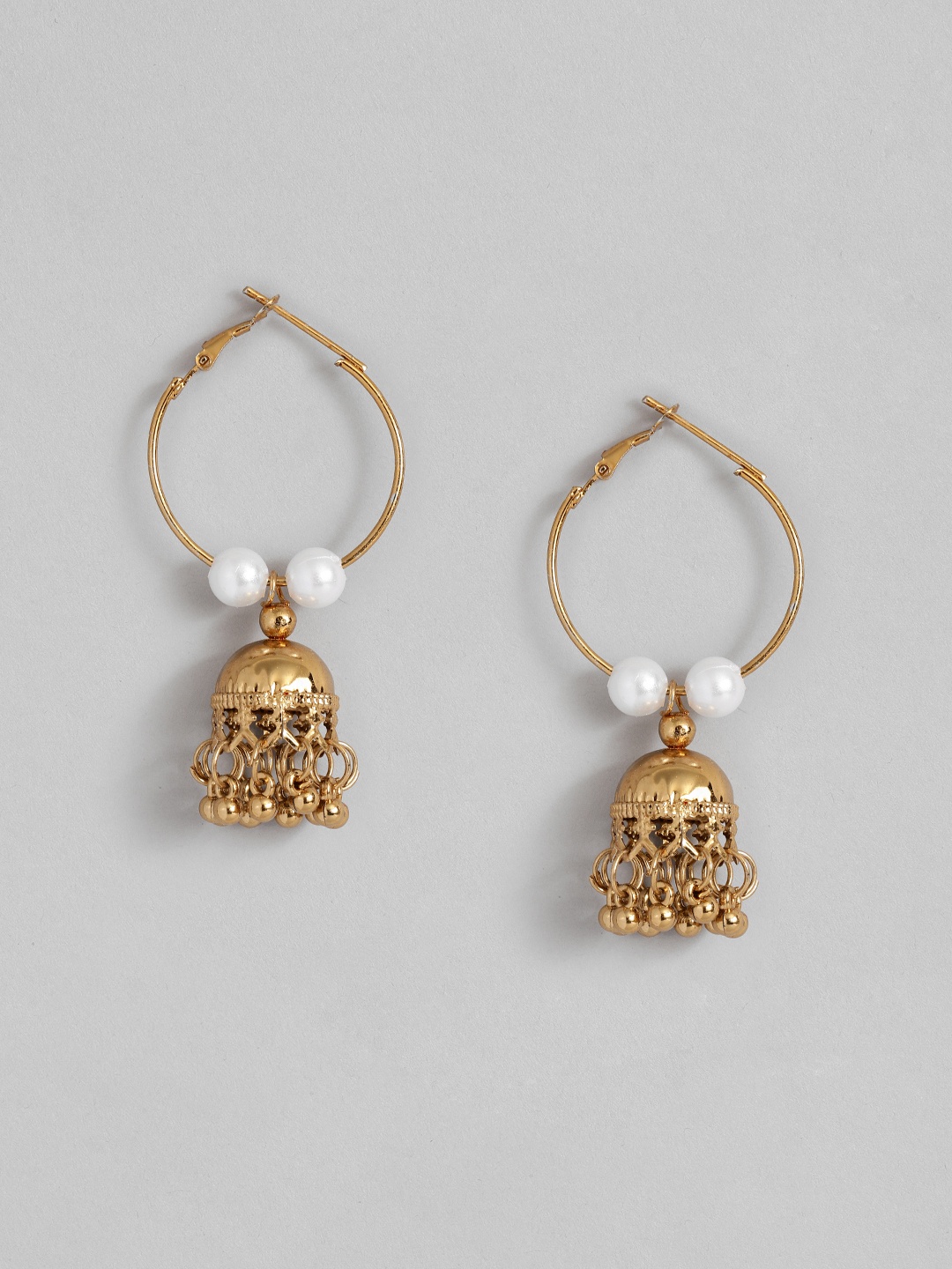 

Anouk Alloy Teardrop Shaped Jhumkas Earrings, Gold