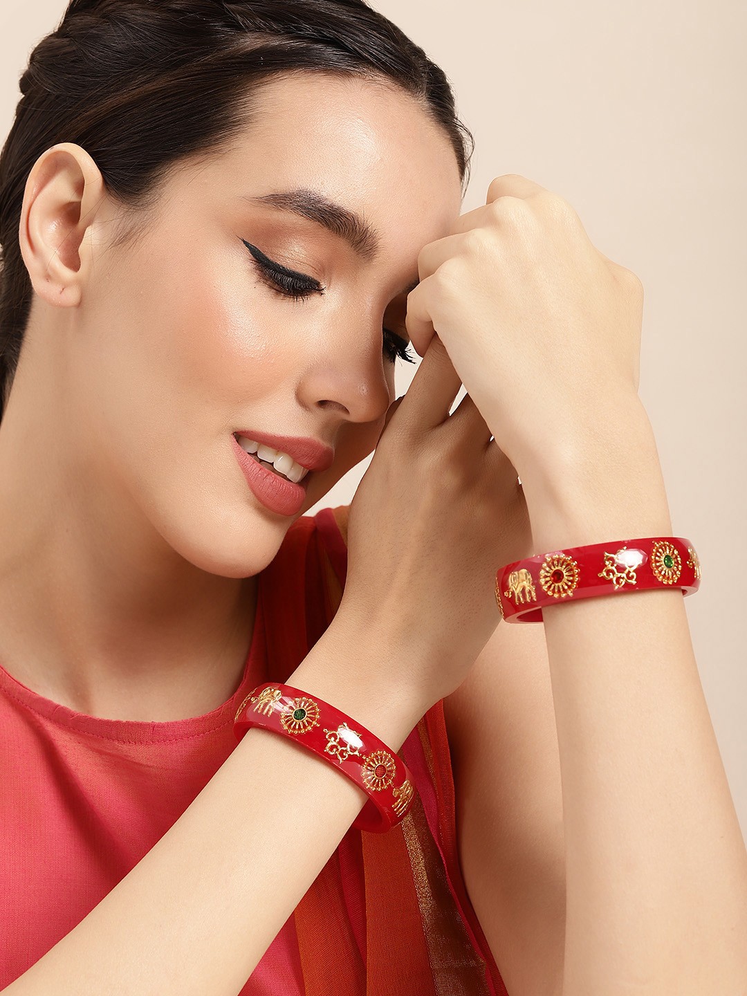 

Anouk Set Of 2 Alloy Bangles, Gold