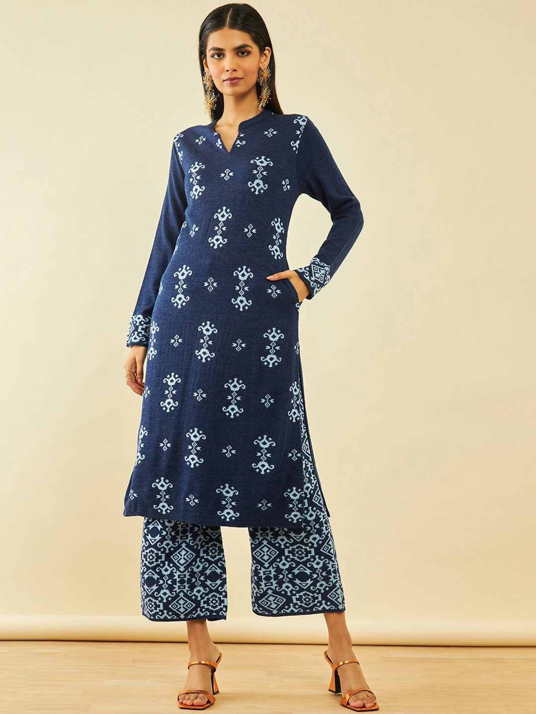 

Soch Ethnic Motifs Printed Regular Kurta with Palazzos, Blue