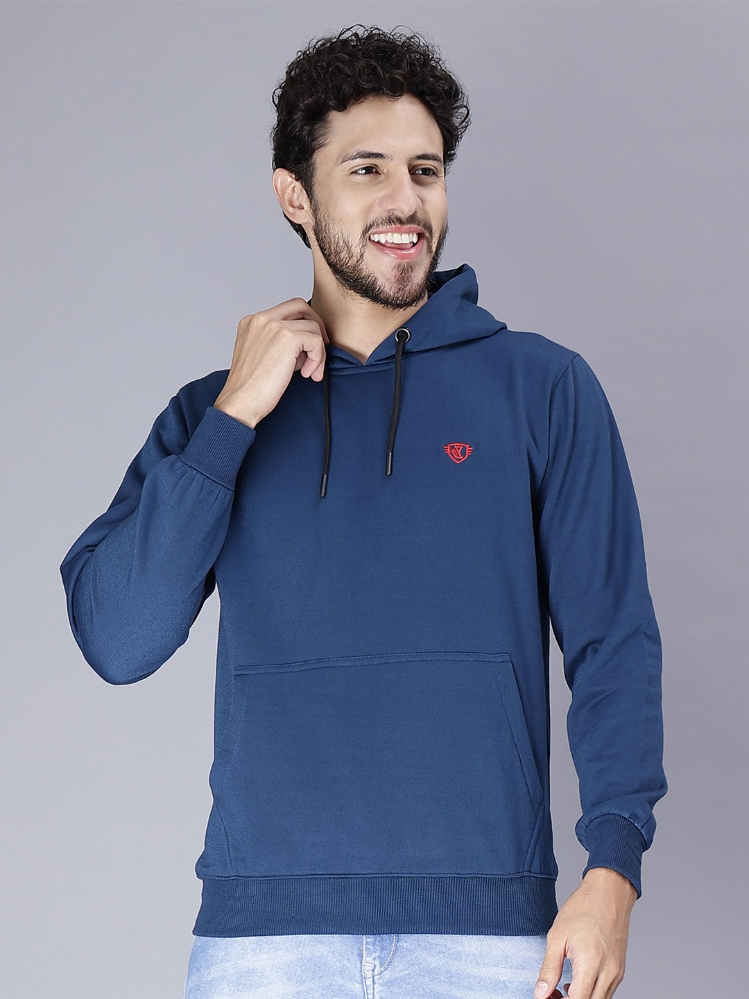 

WE PERFECT Hooded Pullover Fleece Sweatshirt, Blue