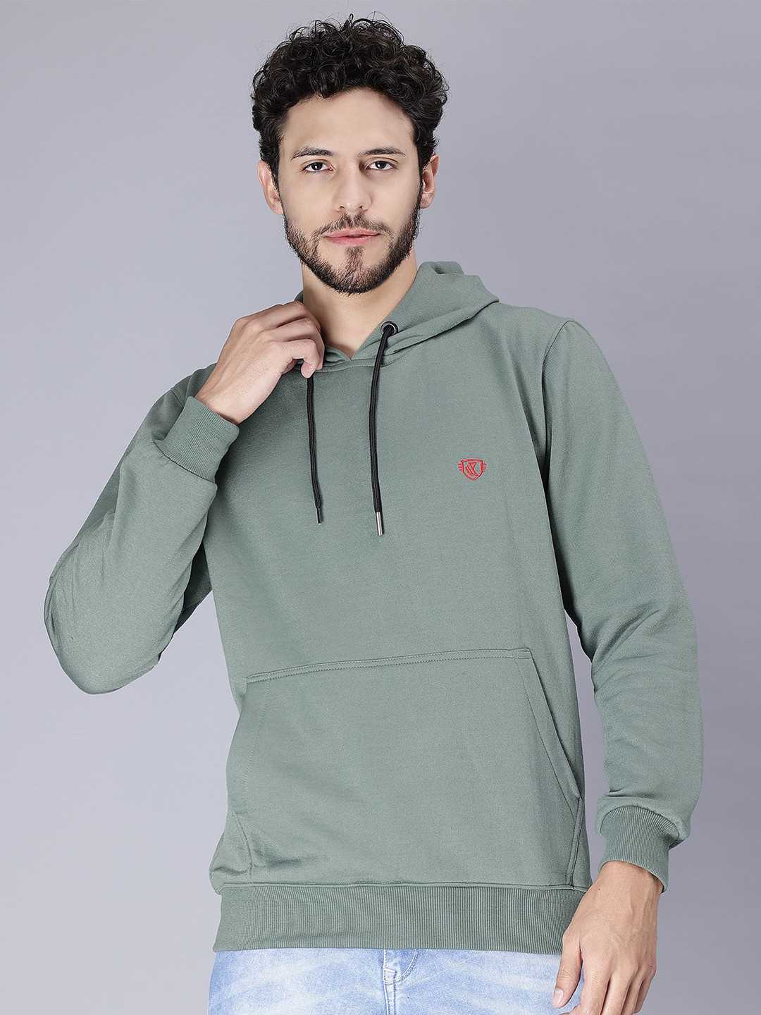 

WE PERFECT Hooded Fleece Pullover Sweatshirt, Green