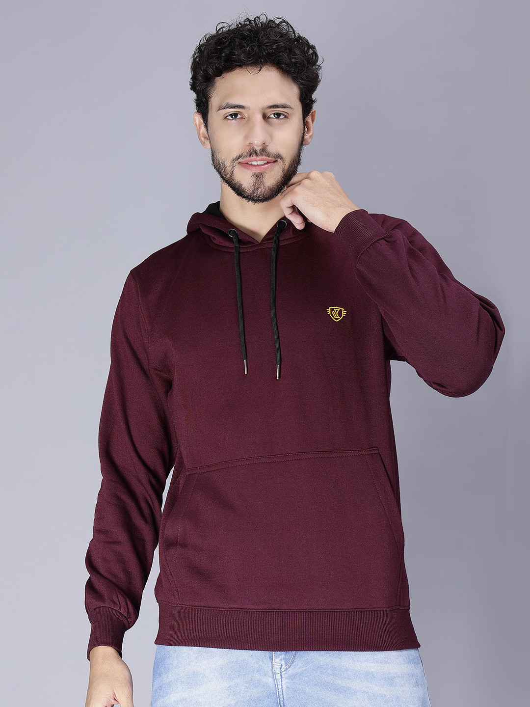 

WE PERFECT Hooded Fleece Pullover Sweatshirt, Maroon