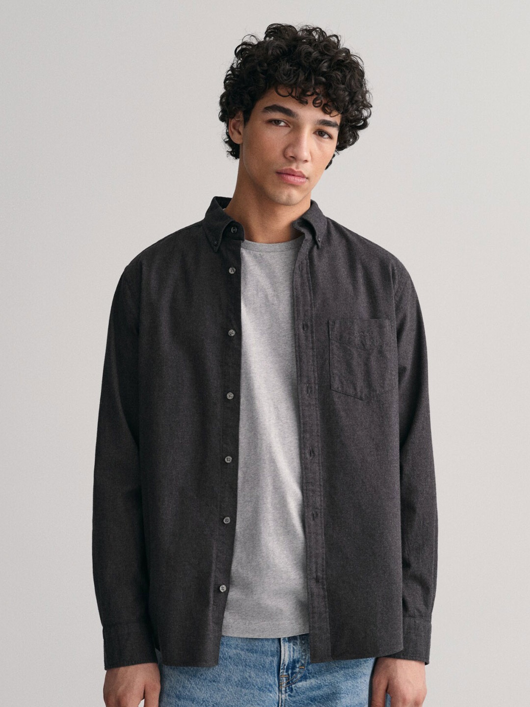 

GANT Regular Fit Button Down Flannel Shirts, Grey