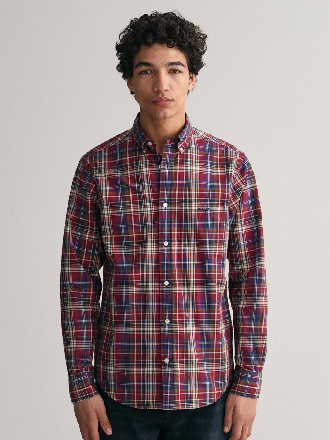 

GANT Regular Fit Button Down Tartan Checked Shirts, Red