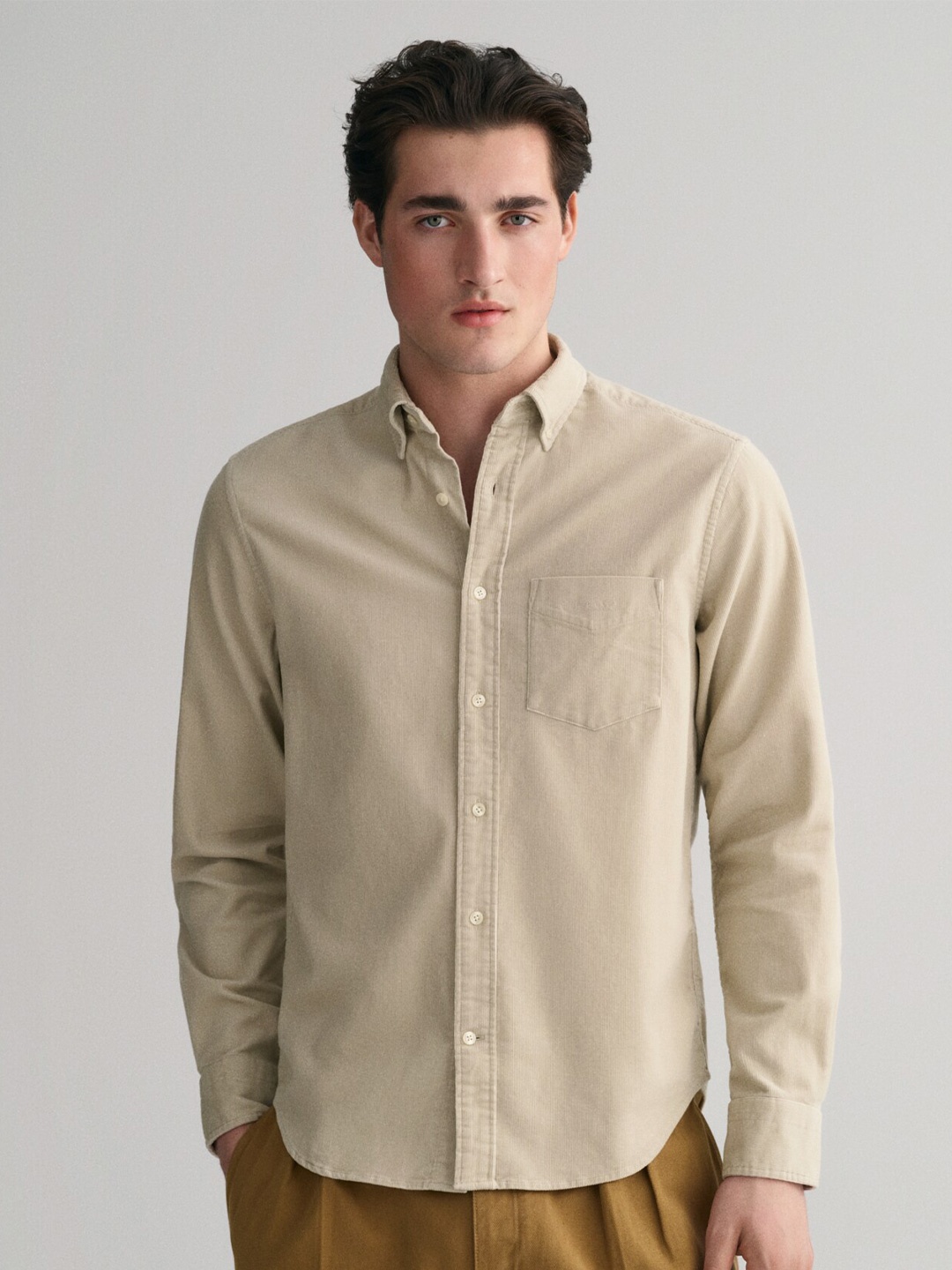 

GANT Regular Fit Button Down Corduroy Shirts, Beige