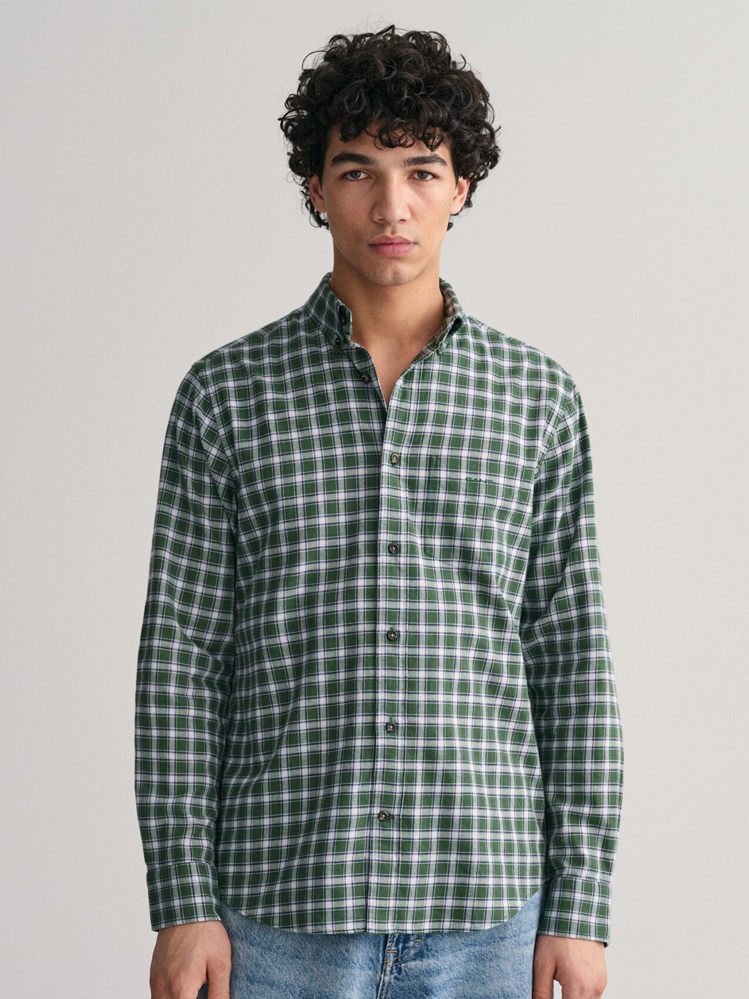 

GANT Regular Fit Button Down Checked Shirts, Green