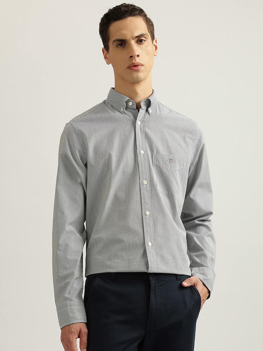 

GANT Regular Fit Button Down Striped Shirts, Black