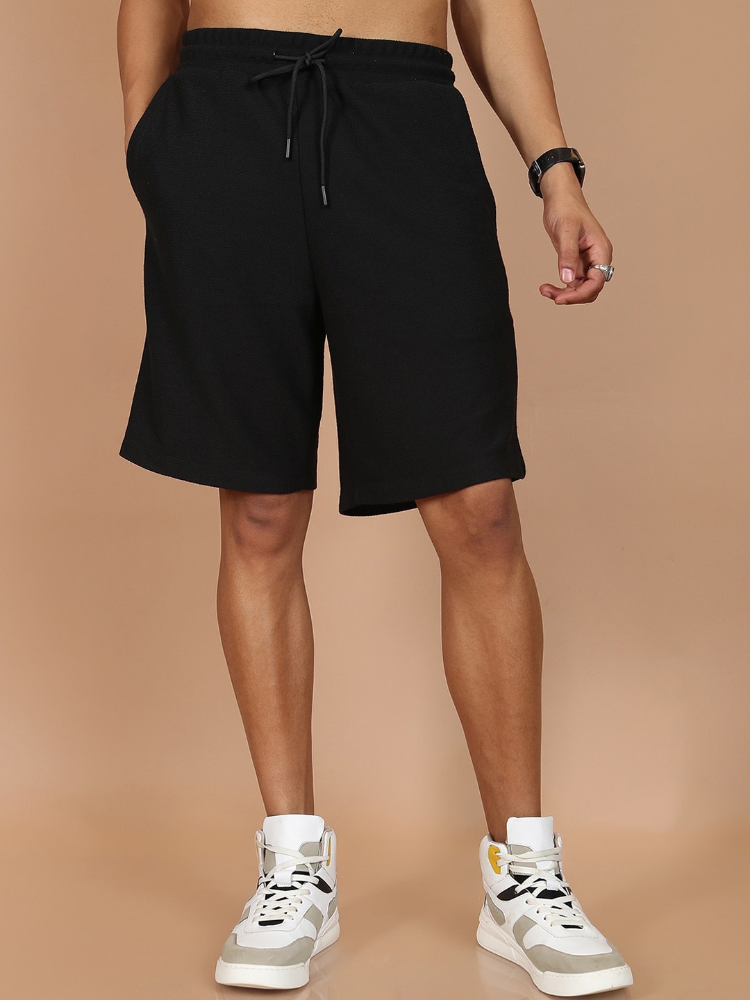 

HIGHLANDER Men Mid-Rise Sports Shorts, Black