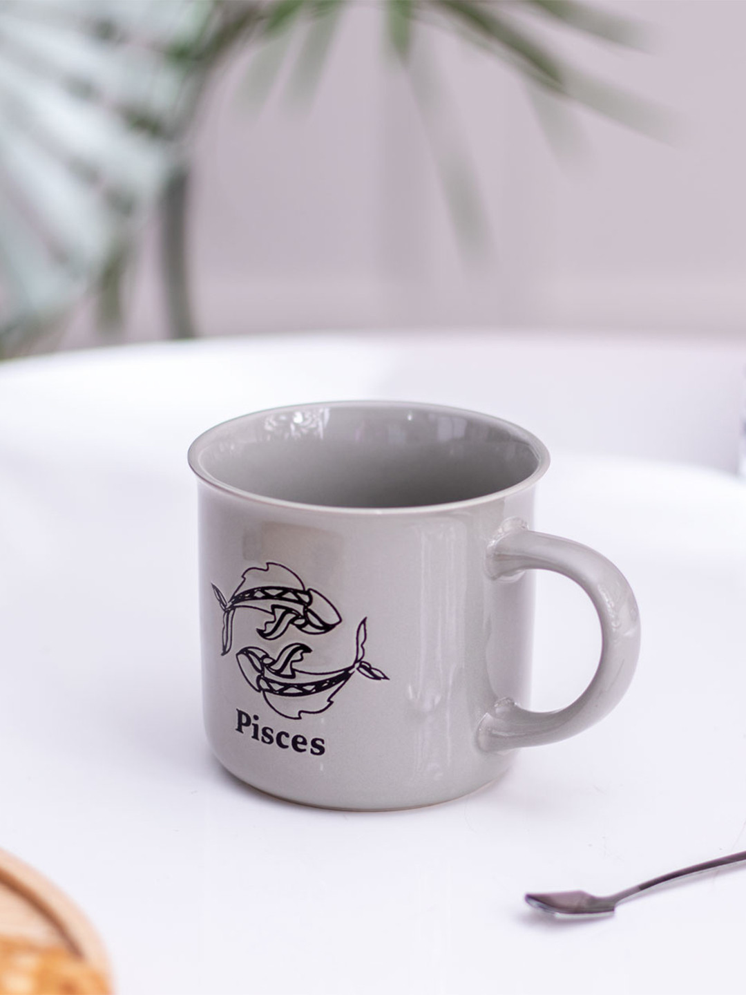 

THEDECORKART Grey & Black Printed Ceramic Glossy Cup 300 ML