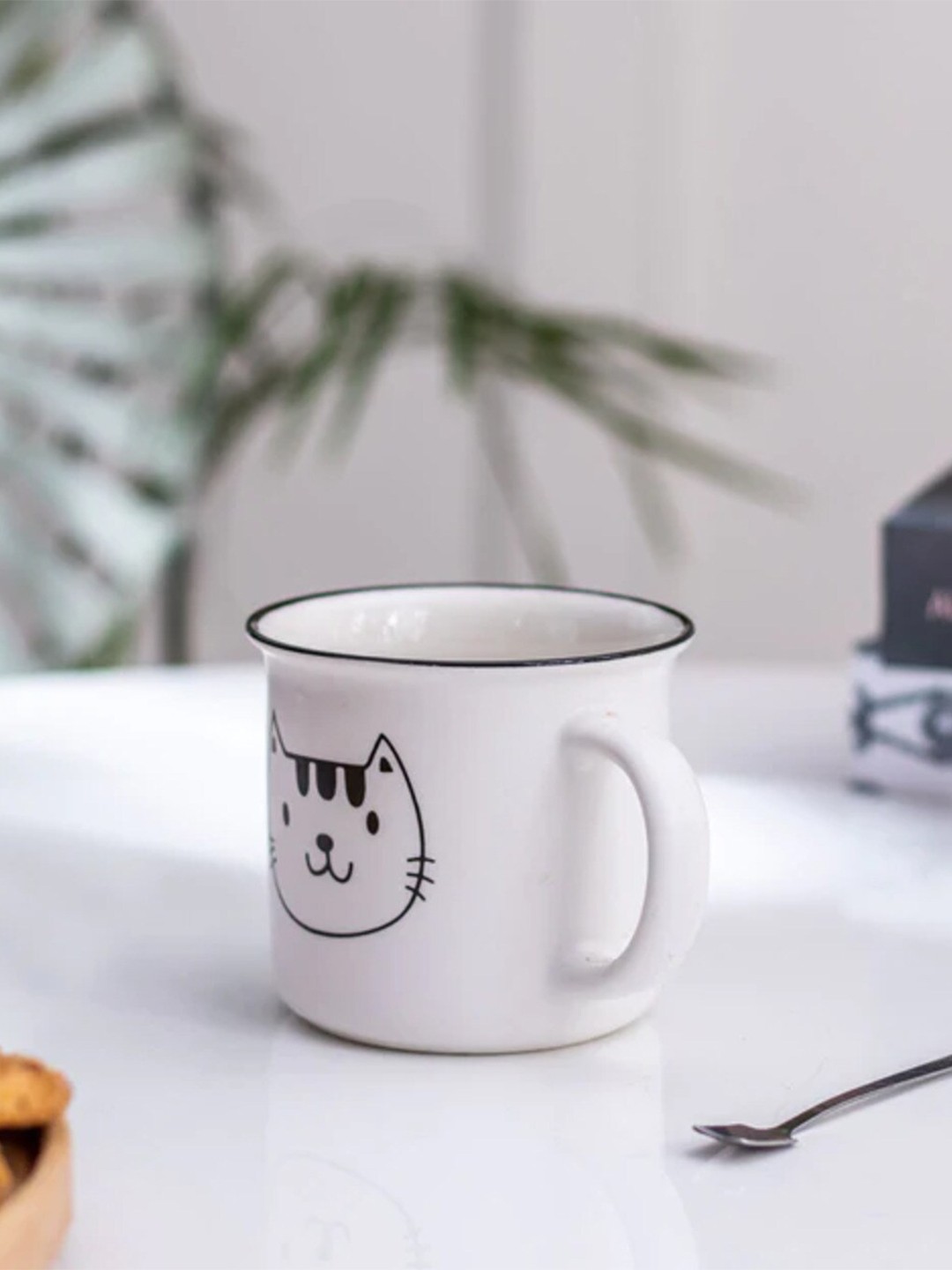 

THEDECORKART White & Black Printed Ceramic Glossy Mug