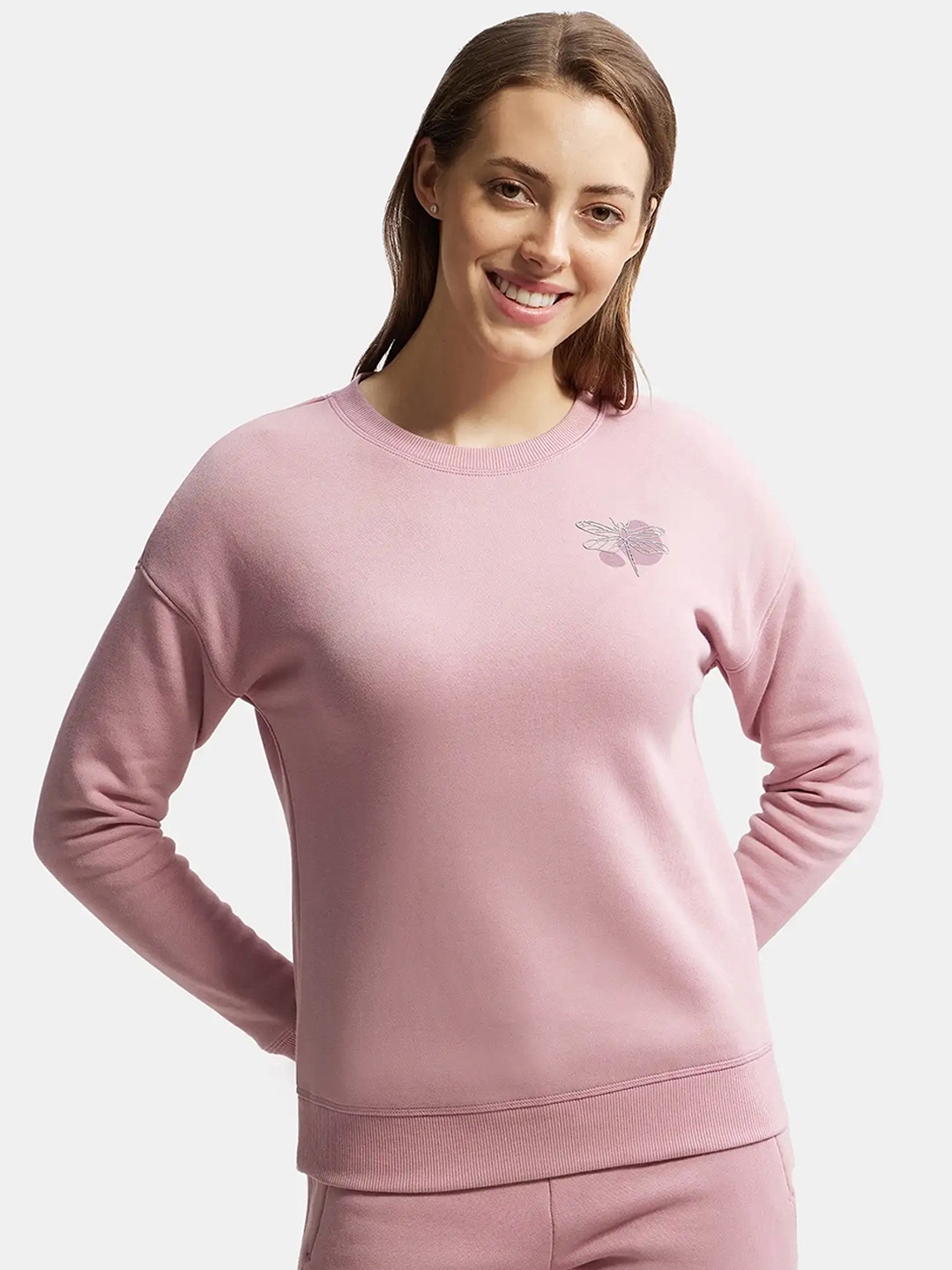 

Jockey Printed Super Combed Cotton Rich Fleece Sweatshirt-U109, Pink