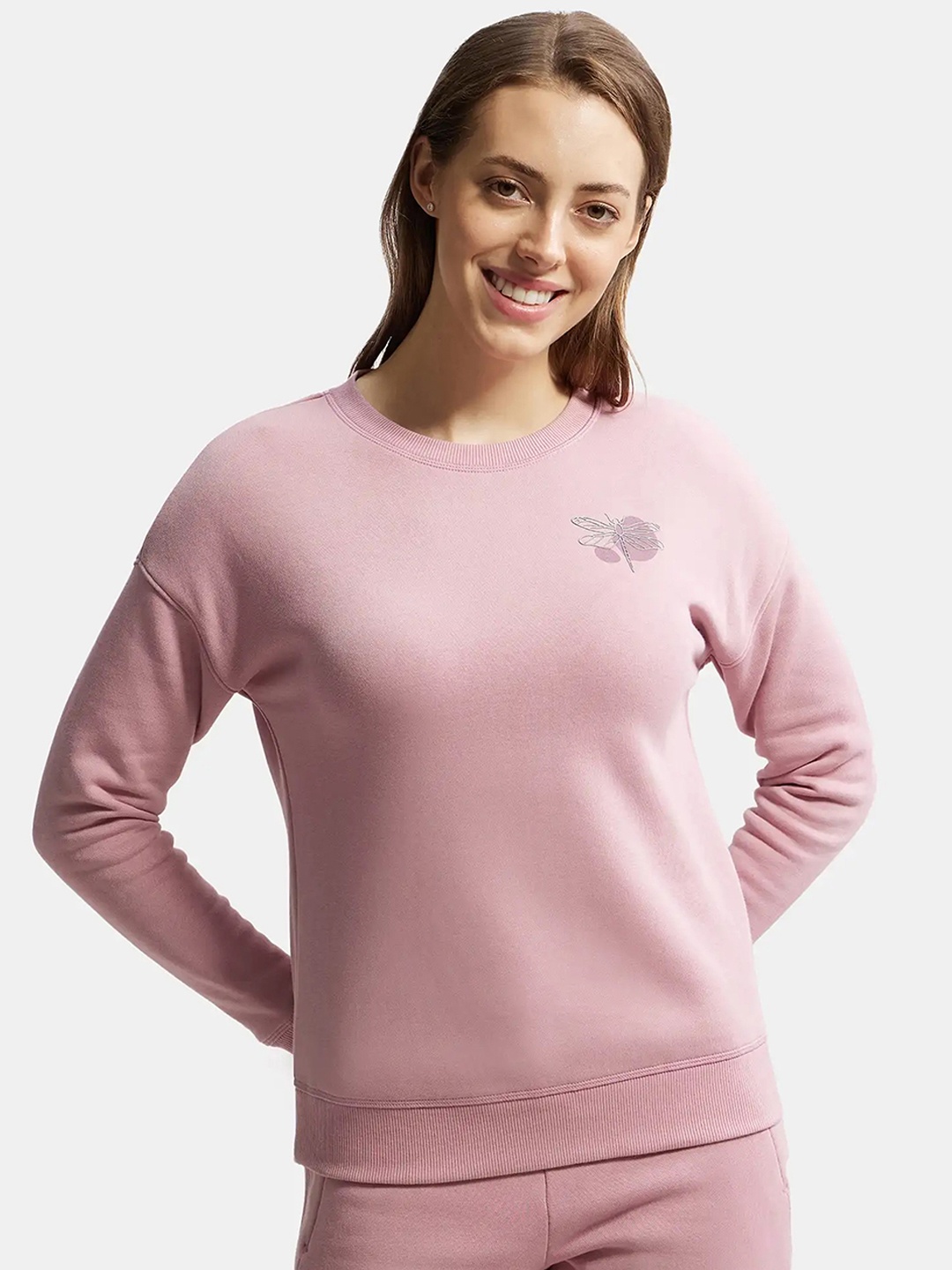 

Jockey Printed Super Combed Cotton Rich Fleece Sweatshirt-U109, Pink