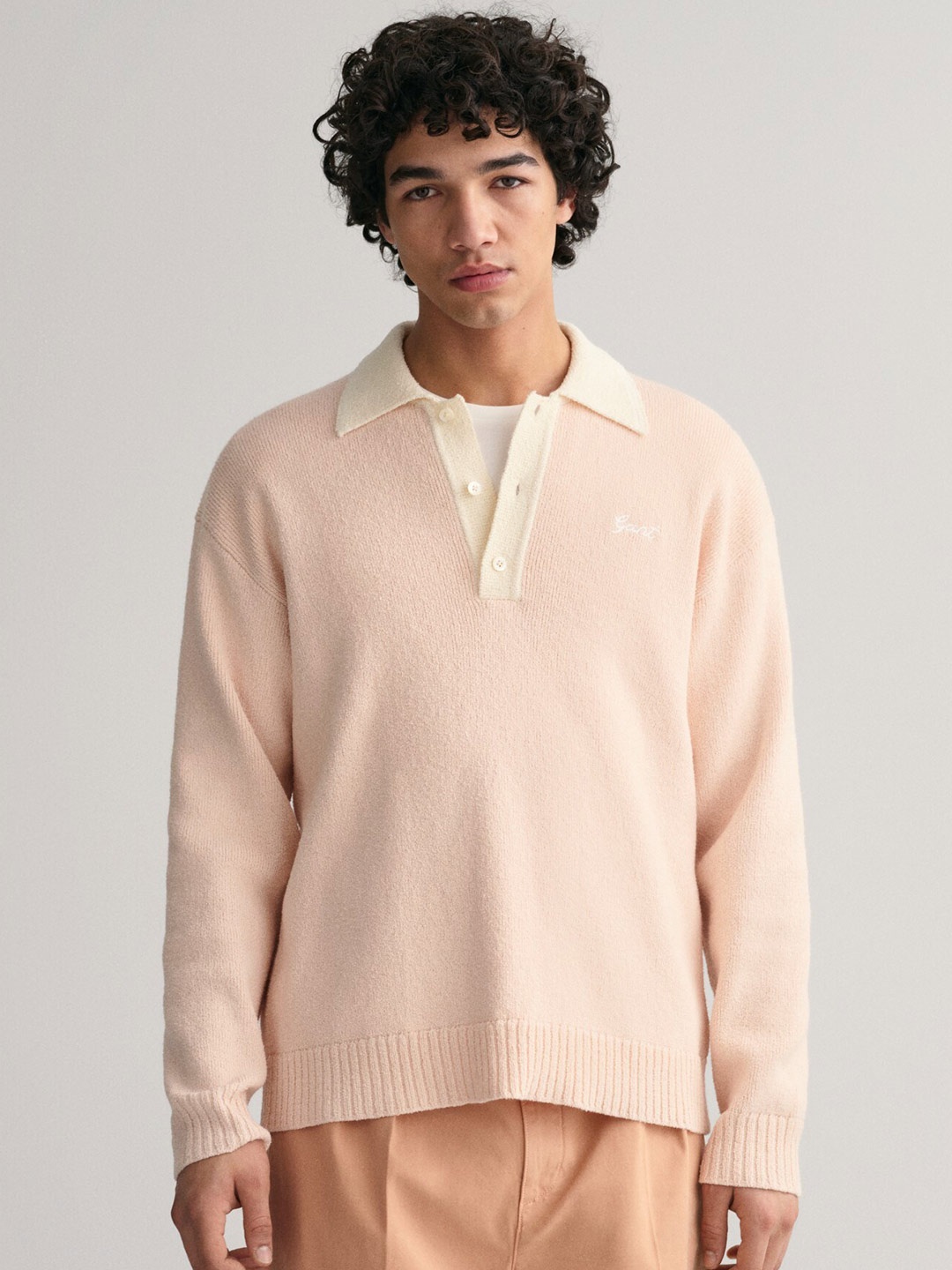 

GANT Relaxed Fit Bounce Knit Collared Pullover, Pink