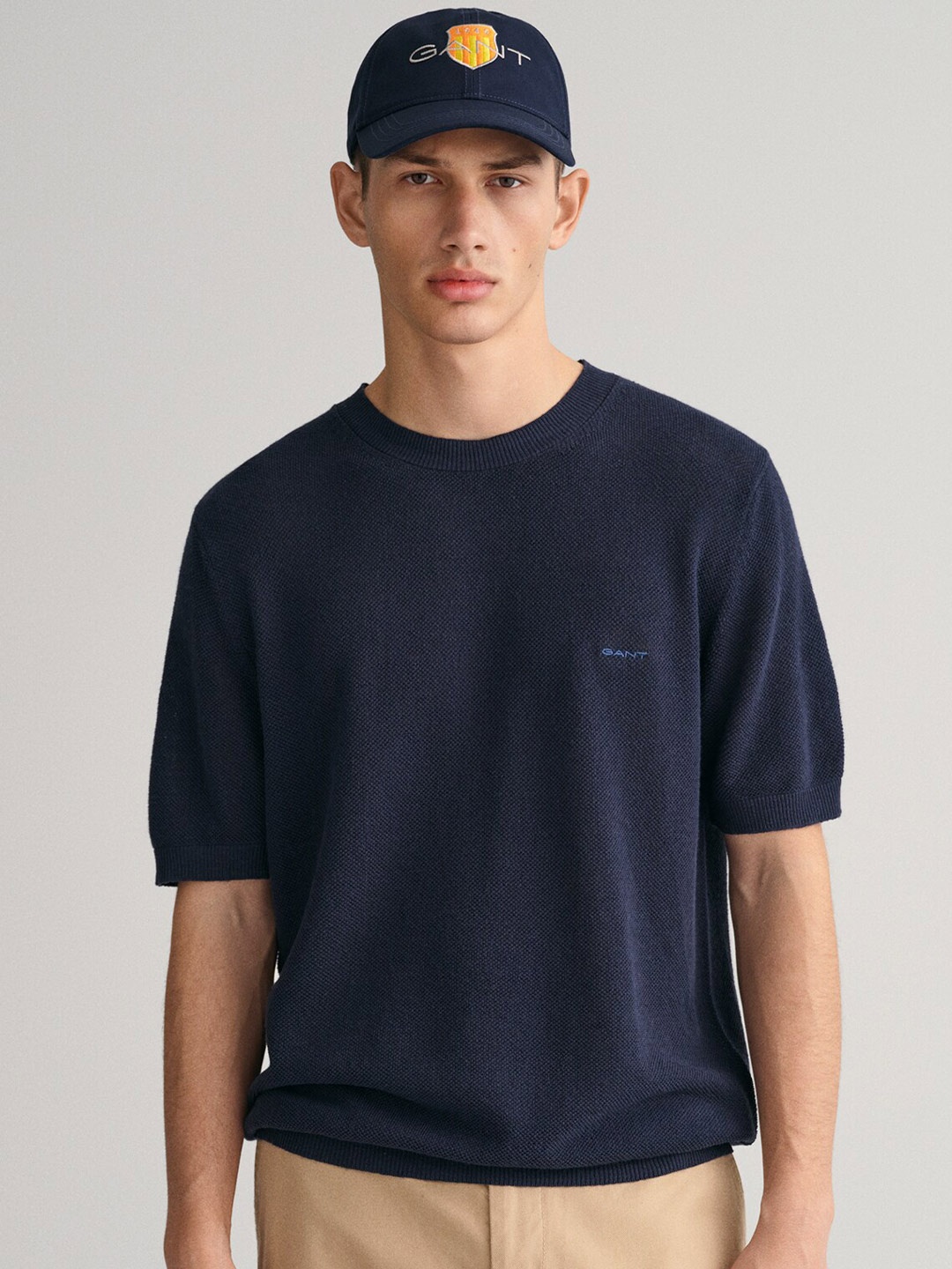 

GANT Round Neck Long Sleeves Short Sleeves Sweater, Navy blue