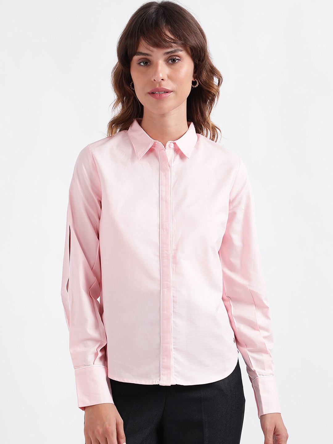 

Iconic Spread Collar Casual Pure Cotton Shirt, Pink