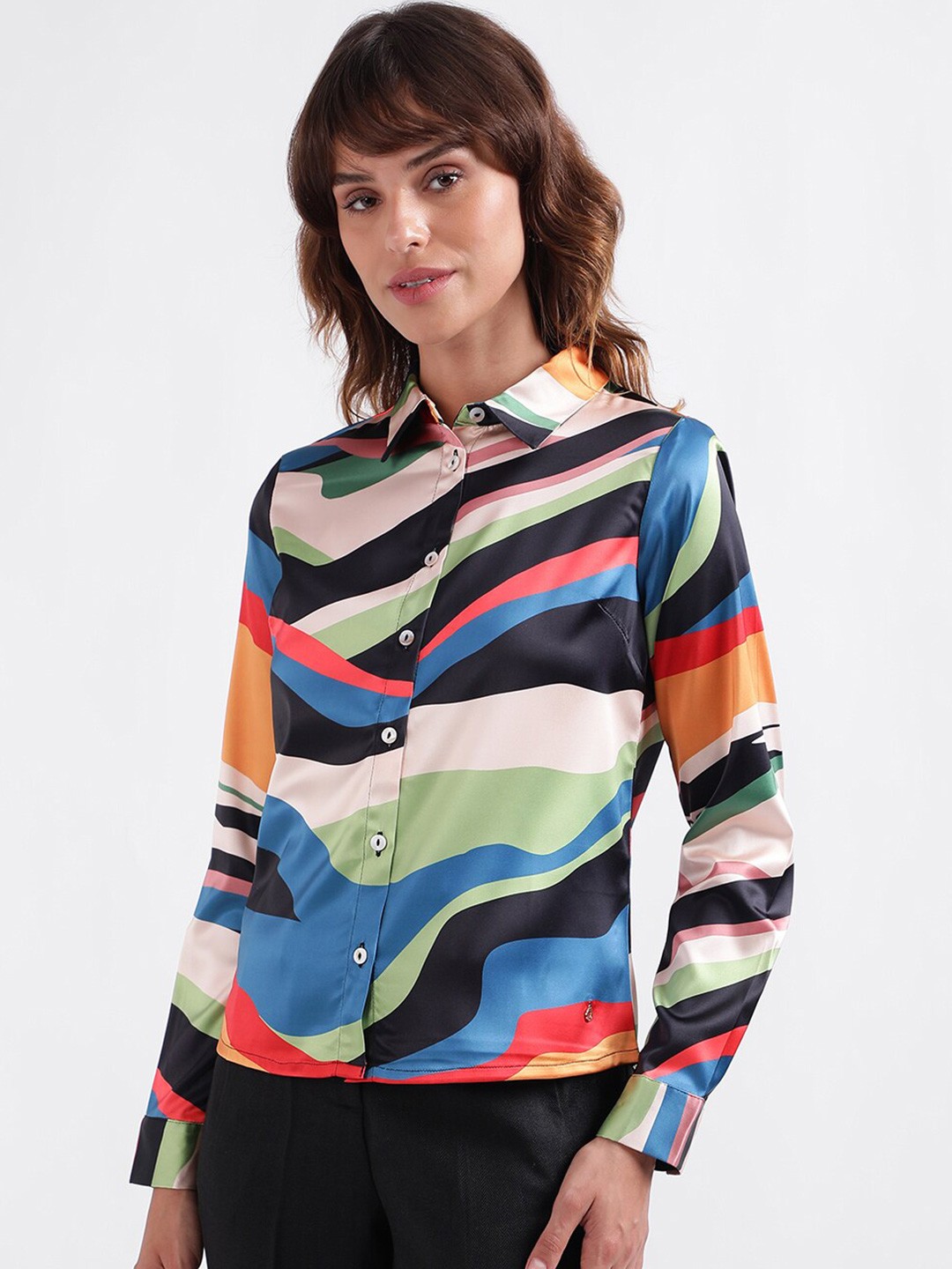 

Iconic Abstract Printed Spread Collar Casual Shirt, Beige