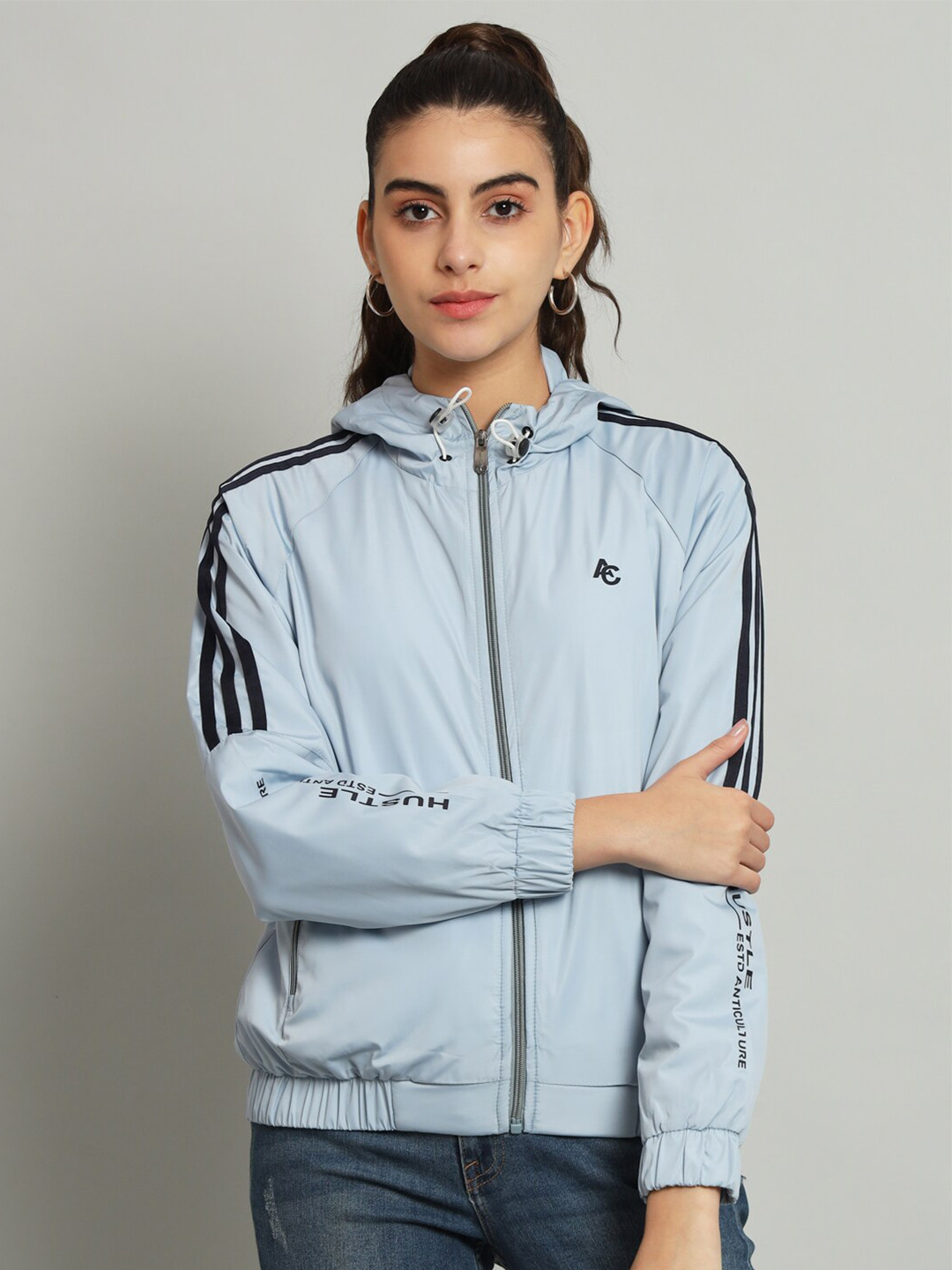 

ANTI CULTURE Hooded Long Sleeves Sweatshirt, Blue