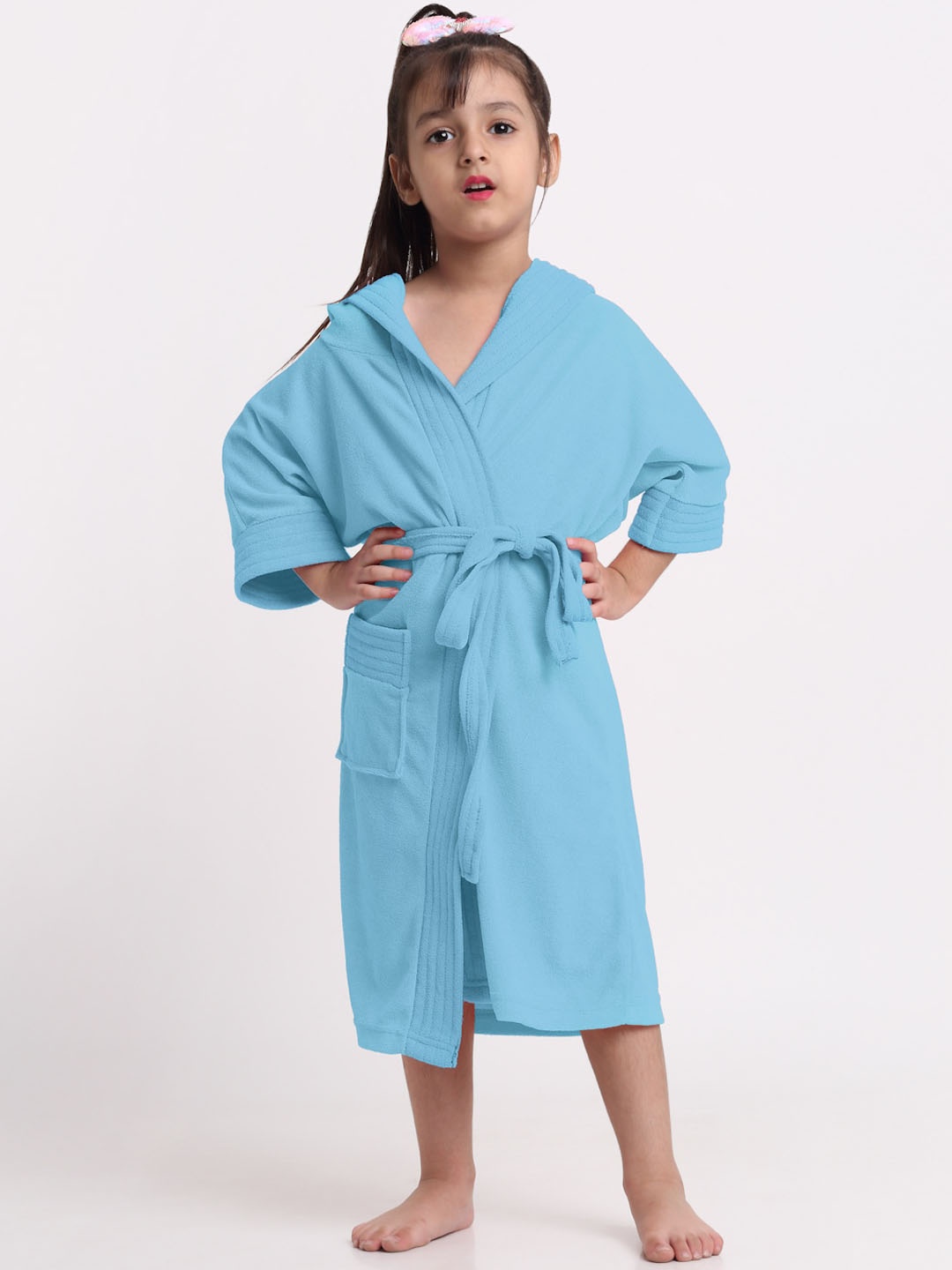 

Creeva Melodious Kids Front Pocket Bath Robe, Blue