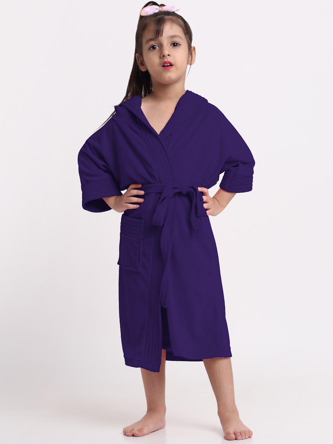 

Creeva Melodious Kids Solid Bath Robe, Purple