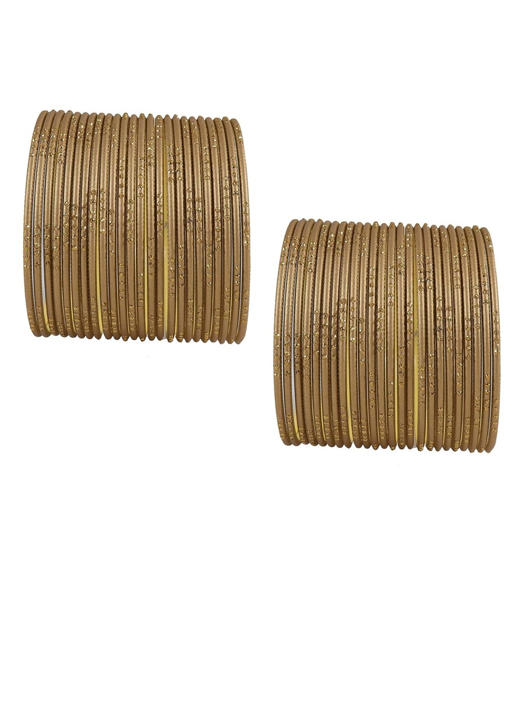

NMII Set Of 48 Polka Dots Glossy Finished Bangles, Gold