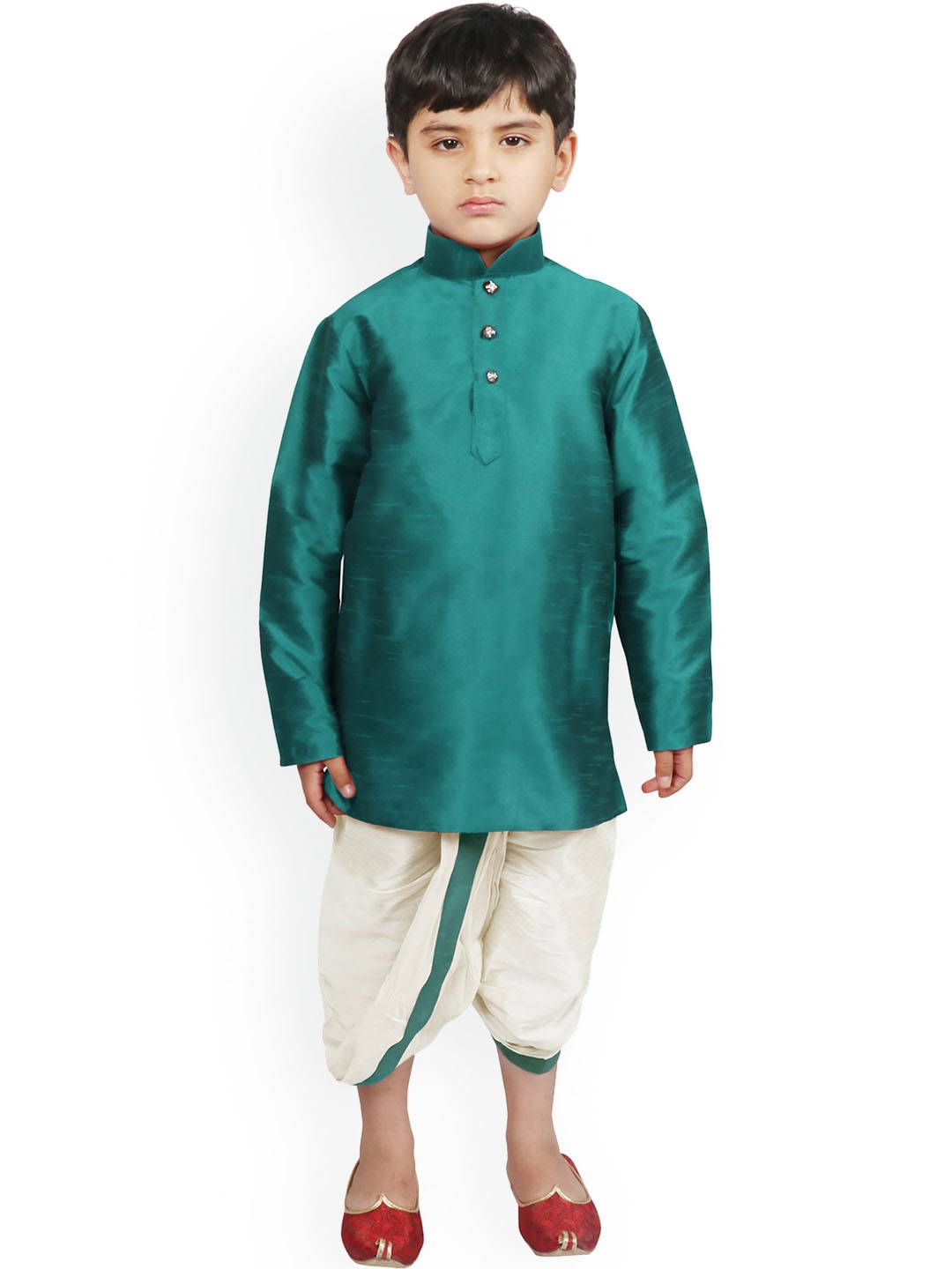 

SG YUVRAJ Boys Regular Raw Silk Kurta with Dhoti Pants, Teal