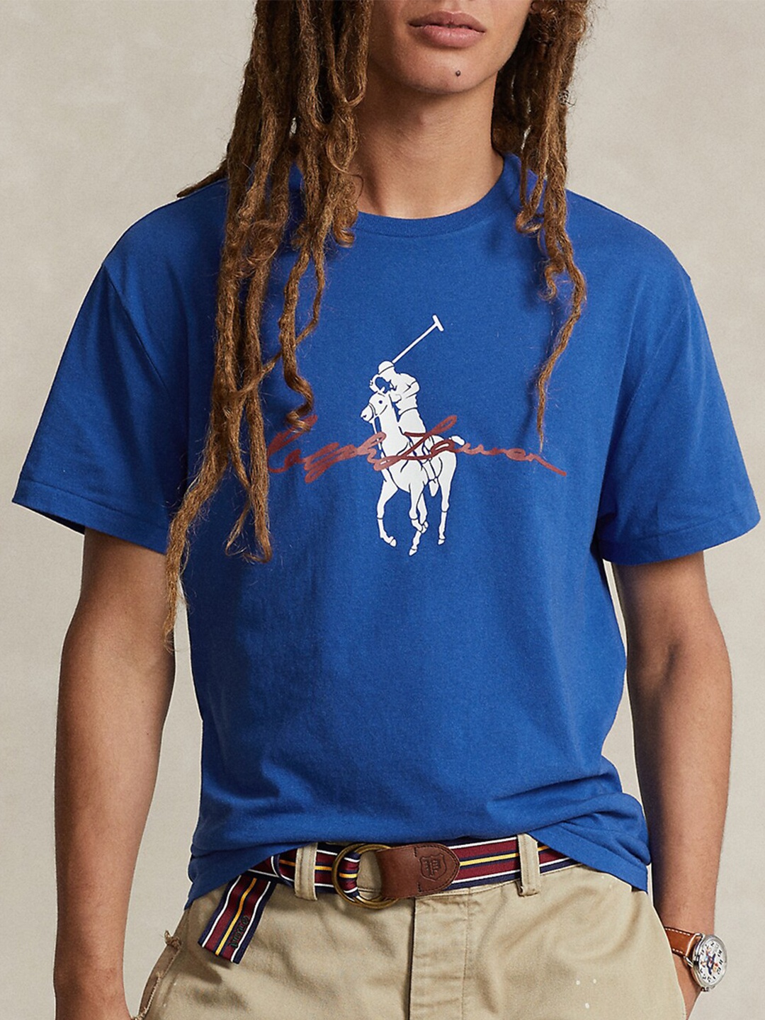 

Polo Ralph Lauren Classic-Fit Big Pony Logo Jersey Pure Cotton T-shirts, Blue