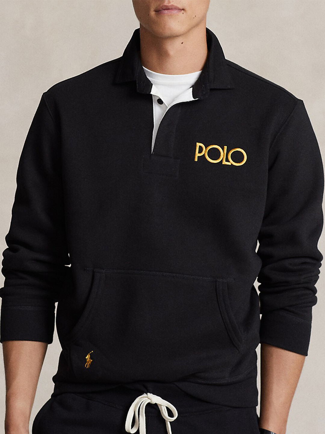 

Polo Ralph Lauren Shirt Collar Long Sleeves Cotton Pullover Sweatshirt, Black