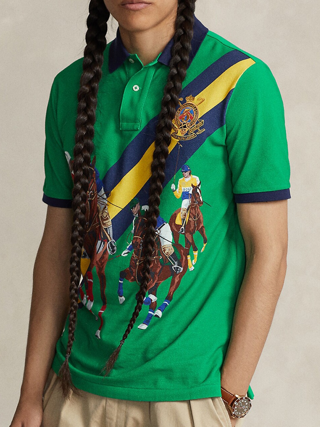 

Polo Ralph Lauren Printed Classic Fit Polo Collar Pure Cotton T-shirts, Green