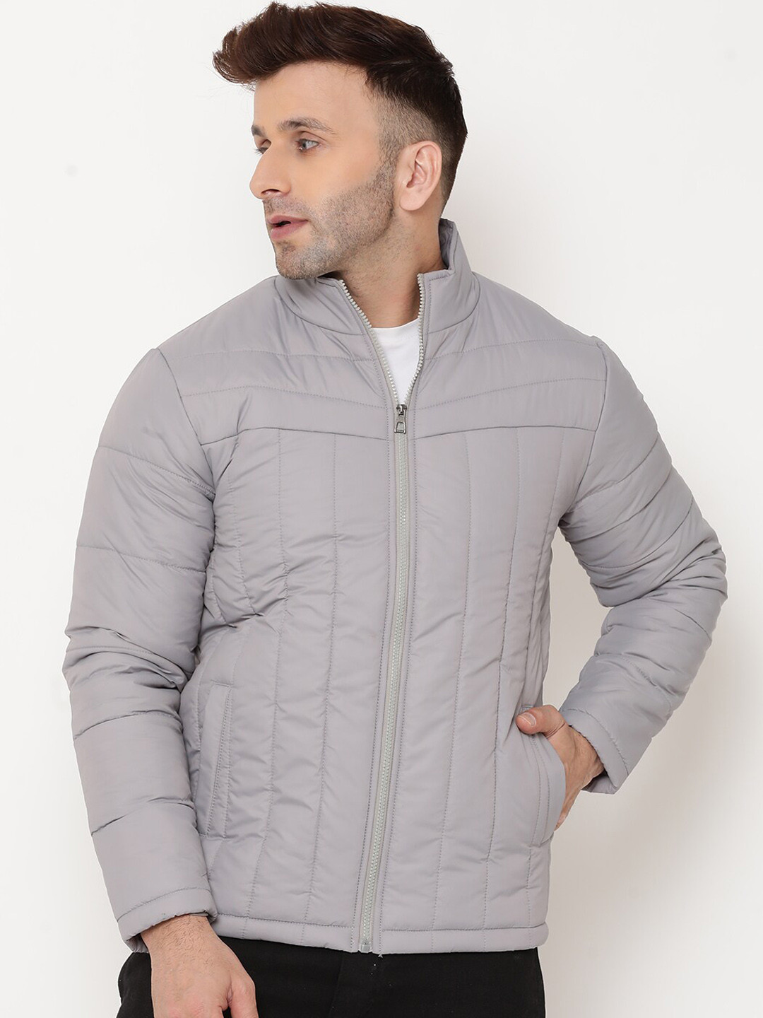 

9ty3ree Stand Collar Insulator Puffer Jacket, Grey
