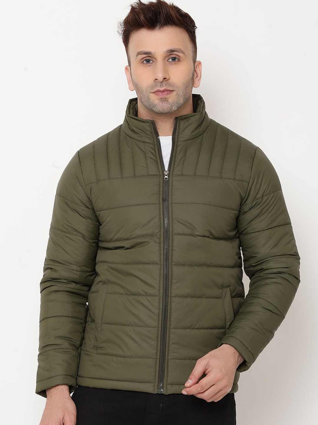 

9ty3ree Stand Collar Insulator Puffer Jacket, Olive