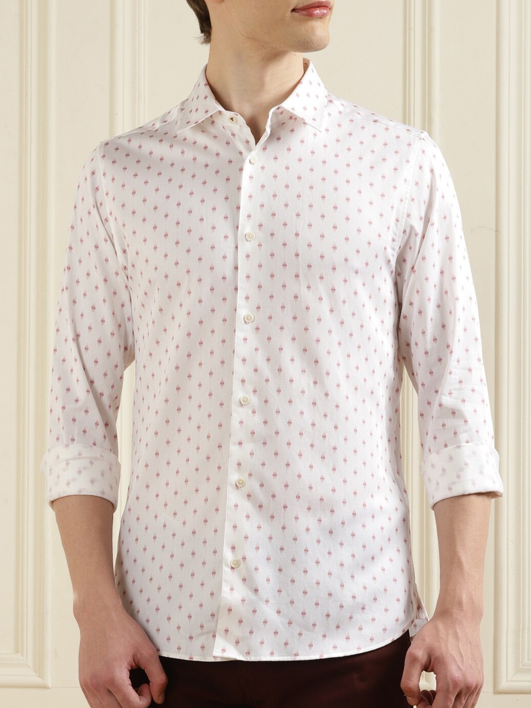 

Ted Baker Micro Ditsy Printed Slim Fit Opaque Casual Shirt, White