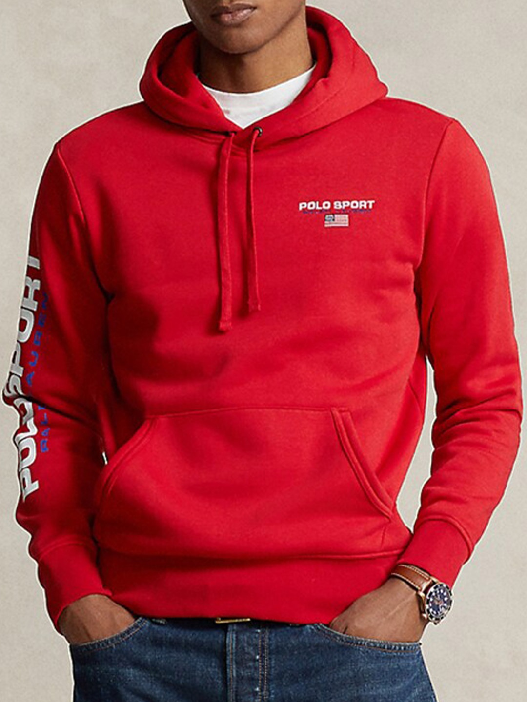 

Polo Ralph Lauren Typography Printed Hooded Long Sleeve Pullover Sweatshirt, Red