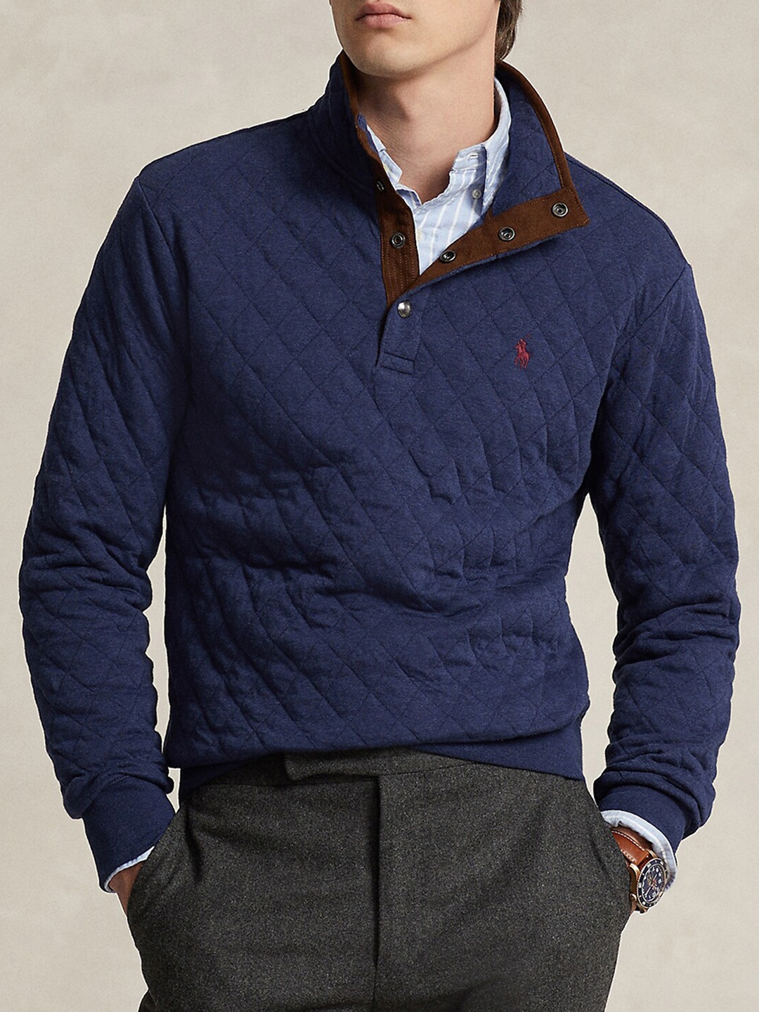 

Polo Ralph Lauren Band Name Logo Double-Knit Pullover, Navy blue