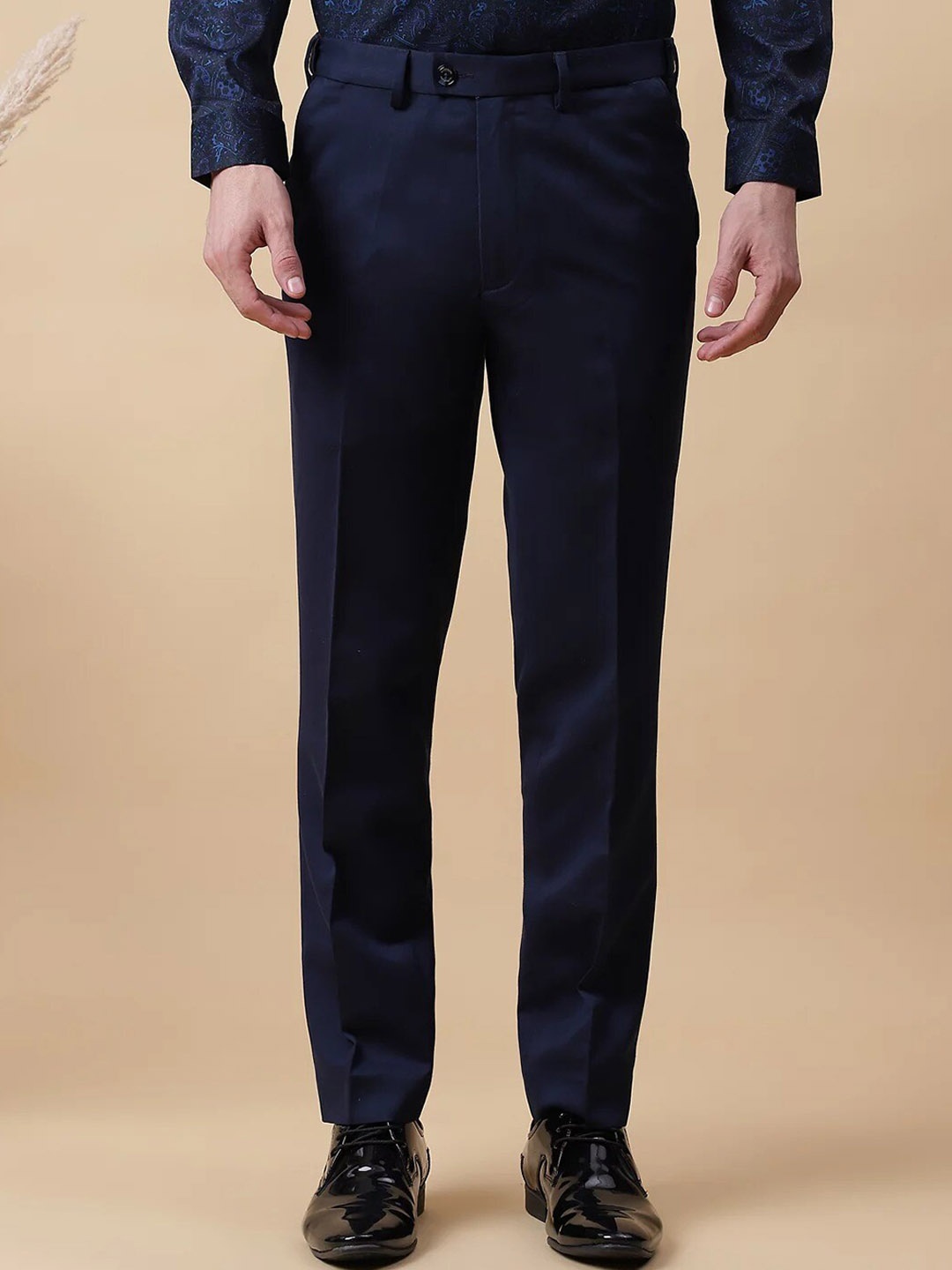 

Marks & Spencer Men Mid Rise Plain Formal Trousers, Navy blue