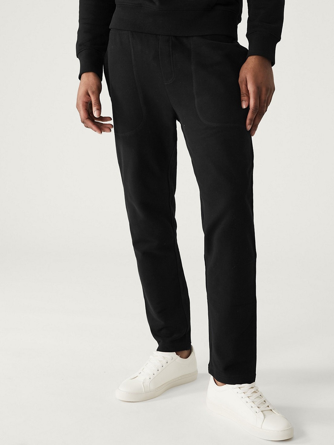 

Marks & Spencer Men Straight-Leg Pure Cotton Track Pants, Black