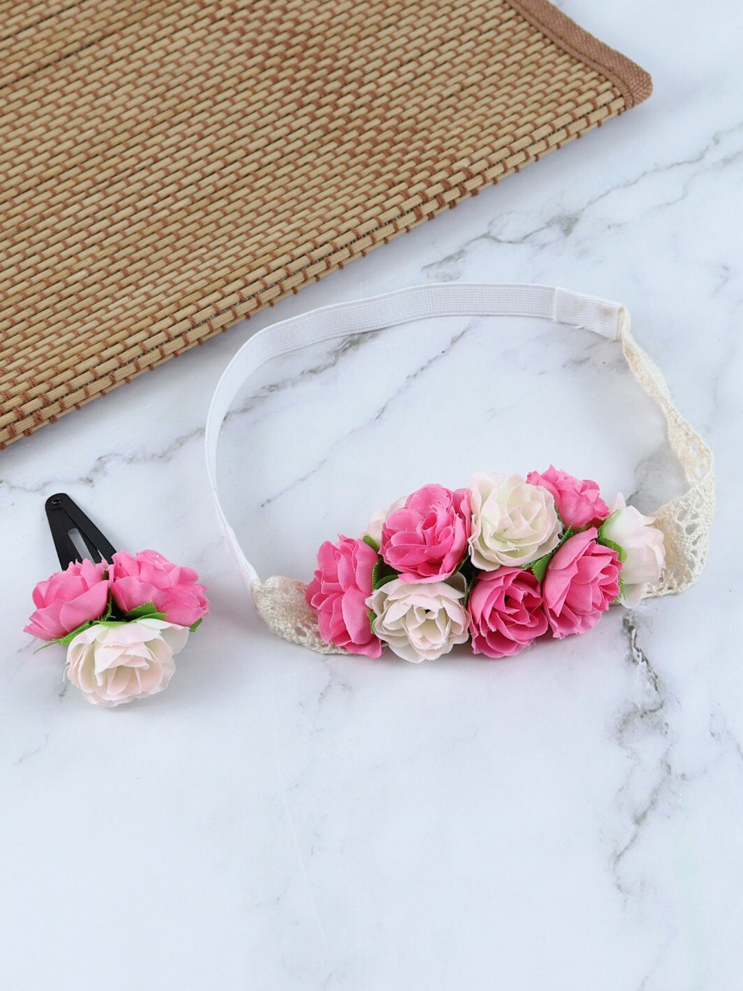 

Asthetika Kids Girls Set of 2 Hair Accessory Set, Pink