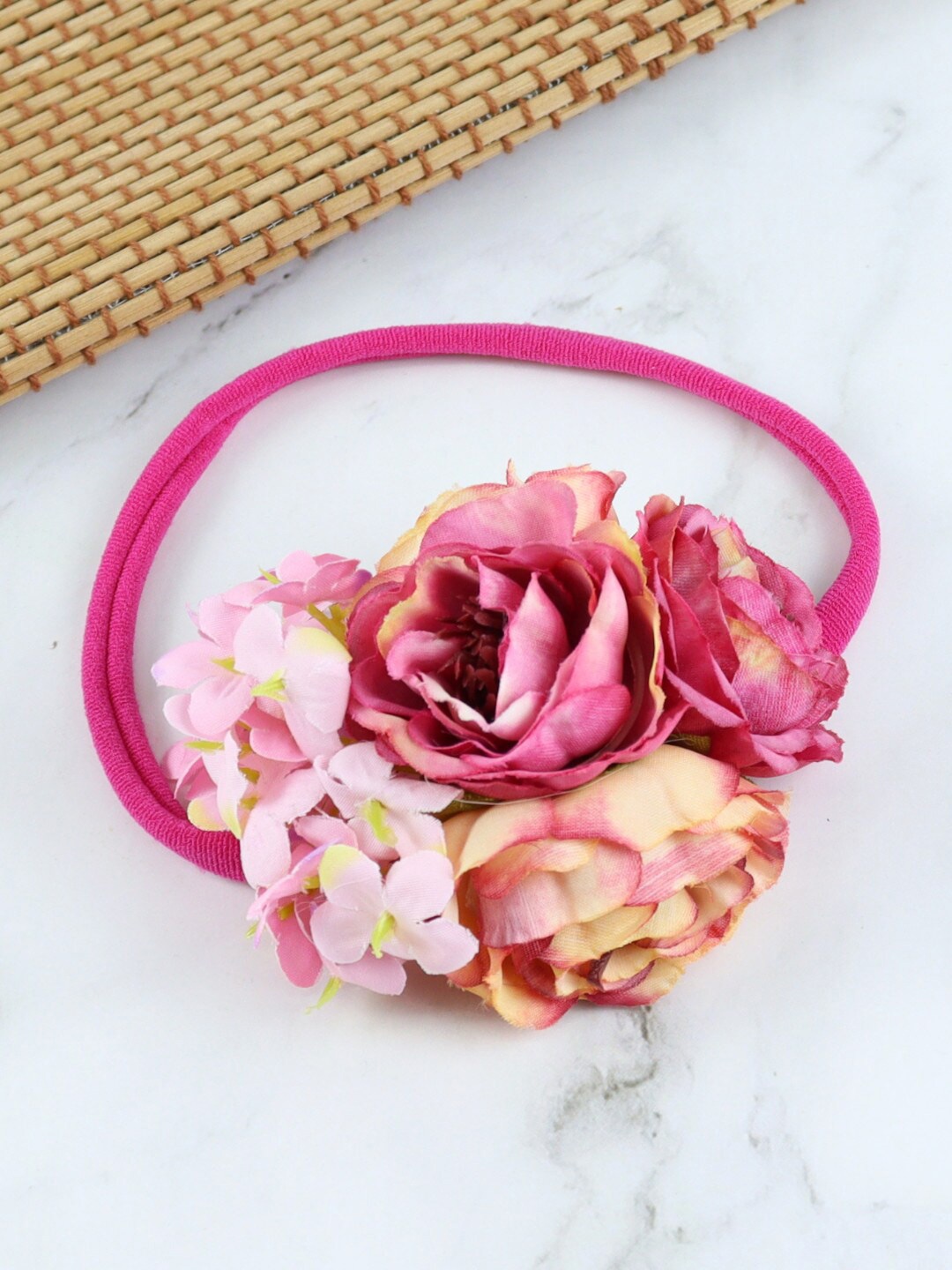 

Asthetika Kids Girls Floral Soft Hairband, Pink