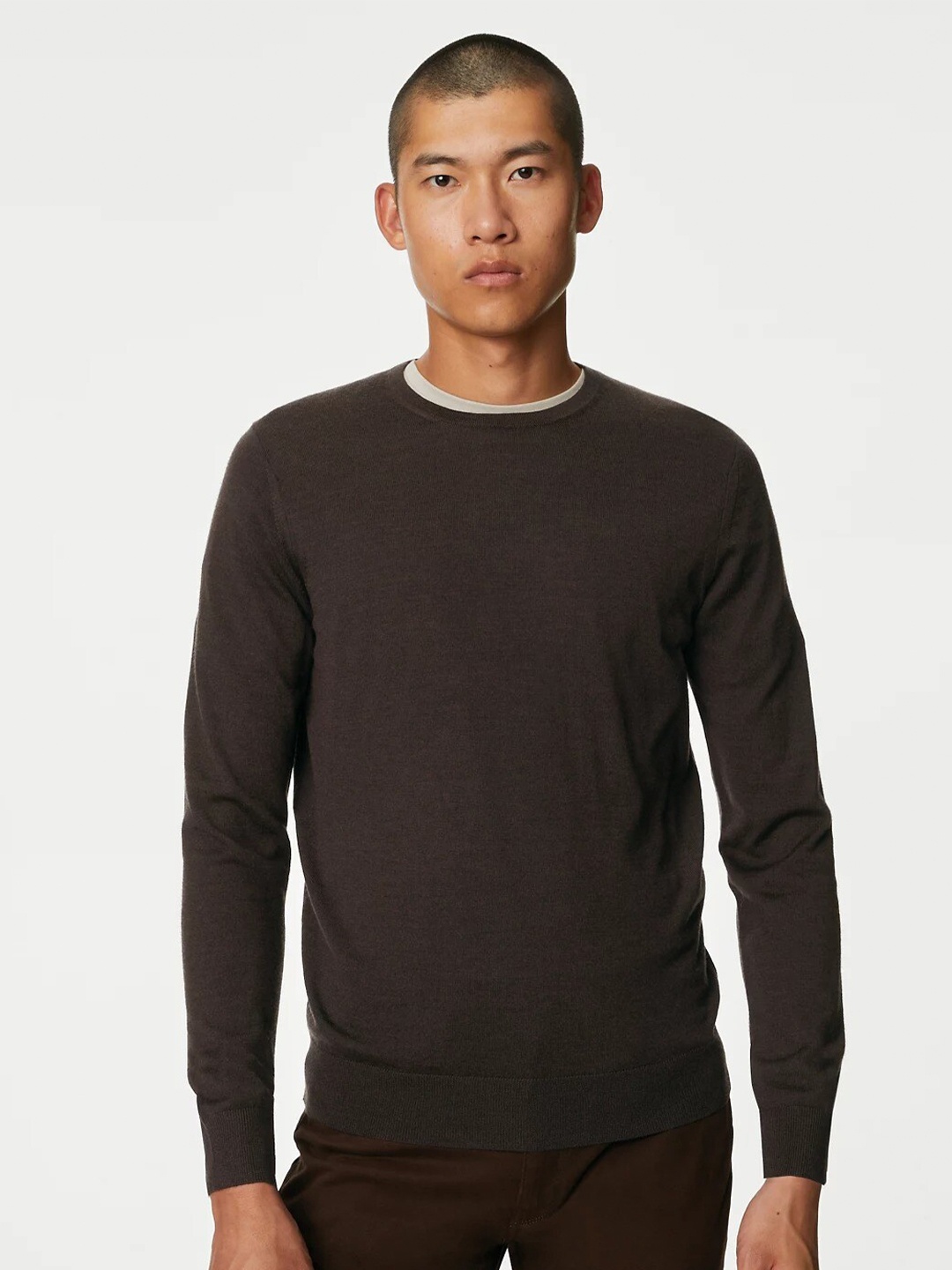 

Marks & Spencer Round Neck Woollen Pullover Sweater, Brown