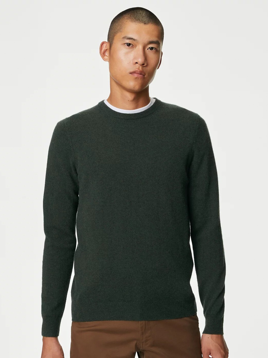 

Marks & Spencer Round Neck Cashmere Pullover, Green