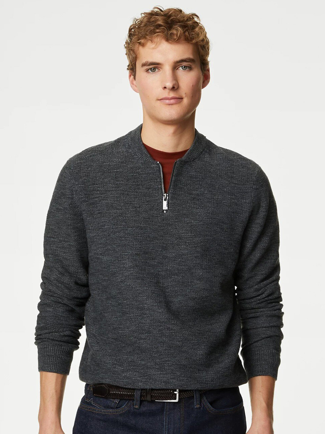 

Marks & Spencer Stand Collar Long Sleeves Pullover Sweater, Black