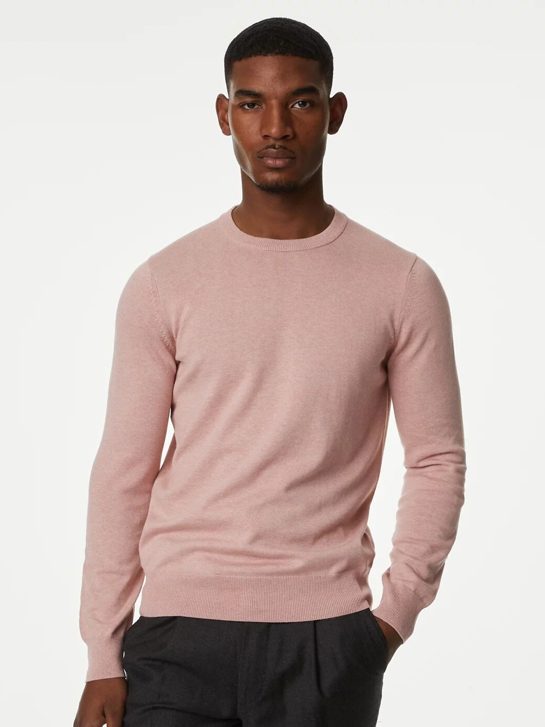 

Marks & Spencer Round Neck Pure Cotton Pullover, Mauve