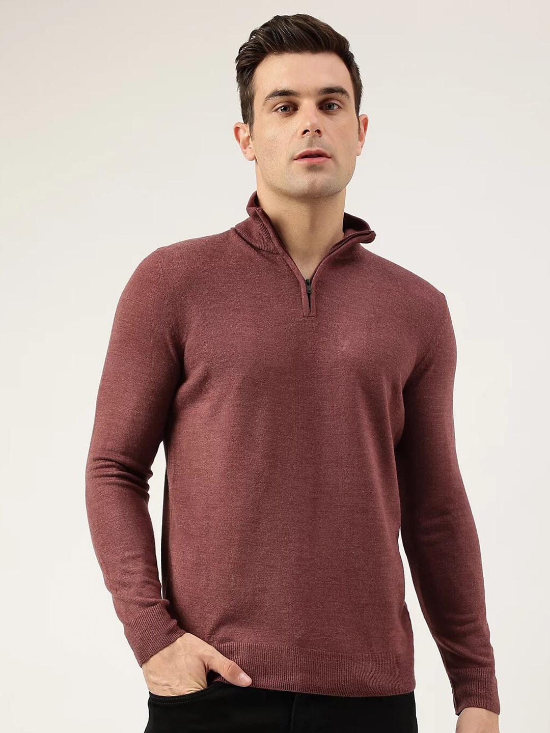

Marks & Spencer Stand Collar Acrylic Pullover, Burgundy