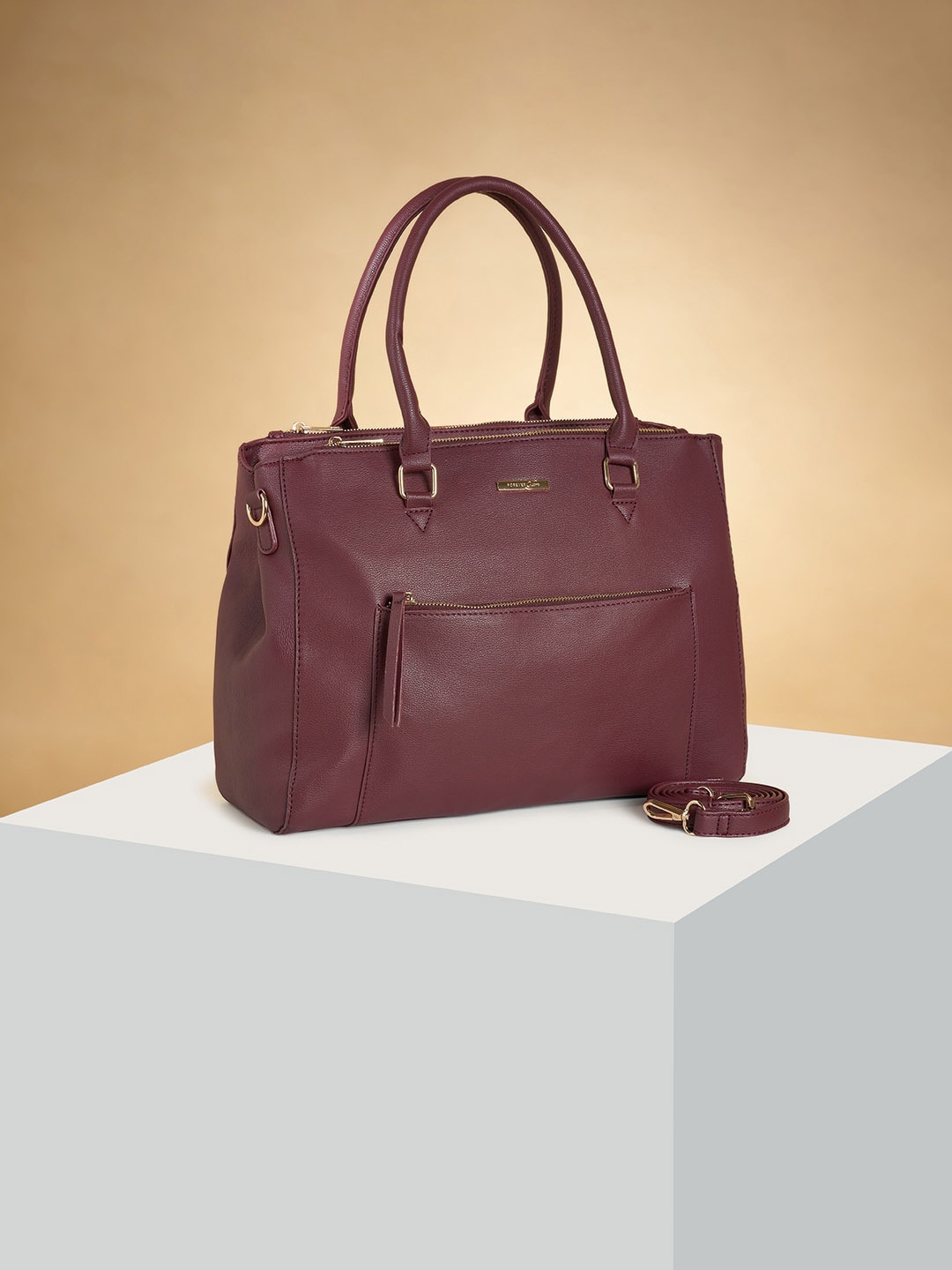 

Forever Glam by Pantaloons Oversized Structured Handheld Bag, Brown