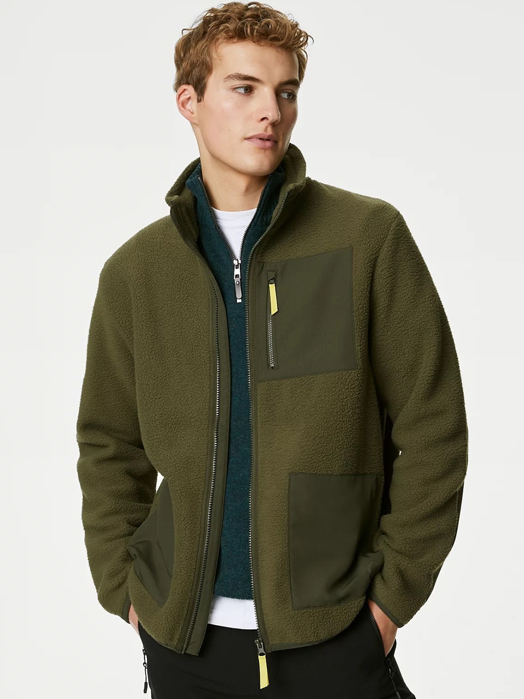 Marks & Spencer Mock Collar Bomber Jacket, Khaki