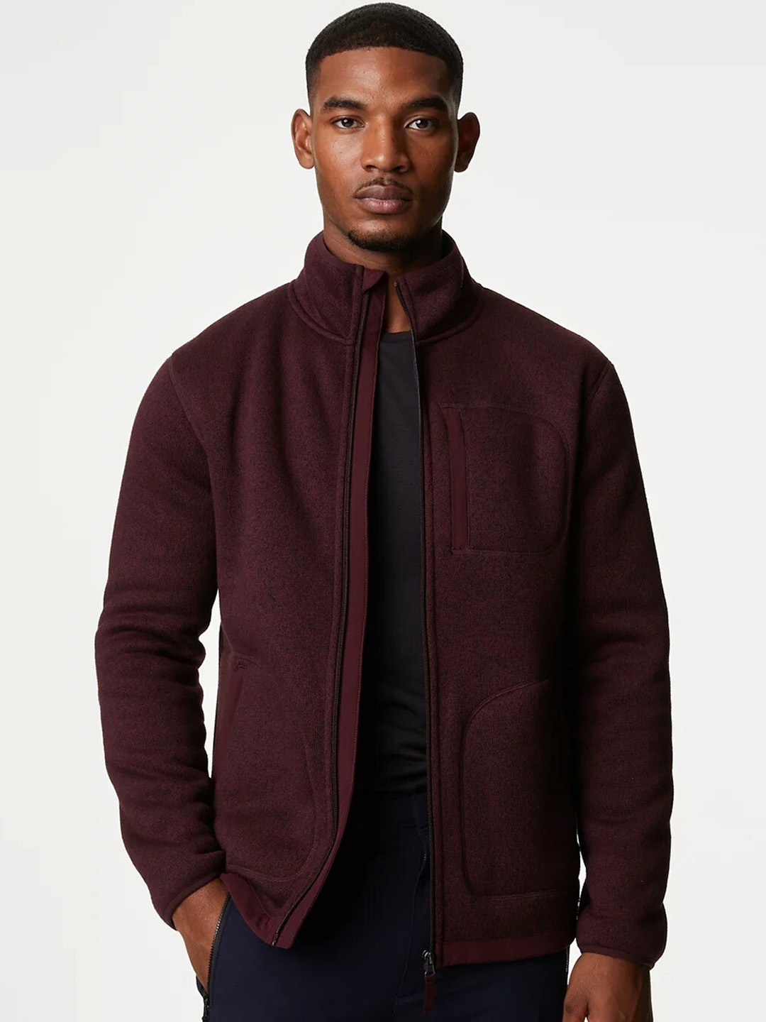 

Marks & Spencer Mock Collar Bomber Jacket, Burgundy