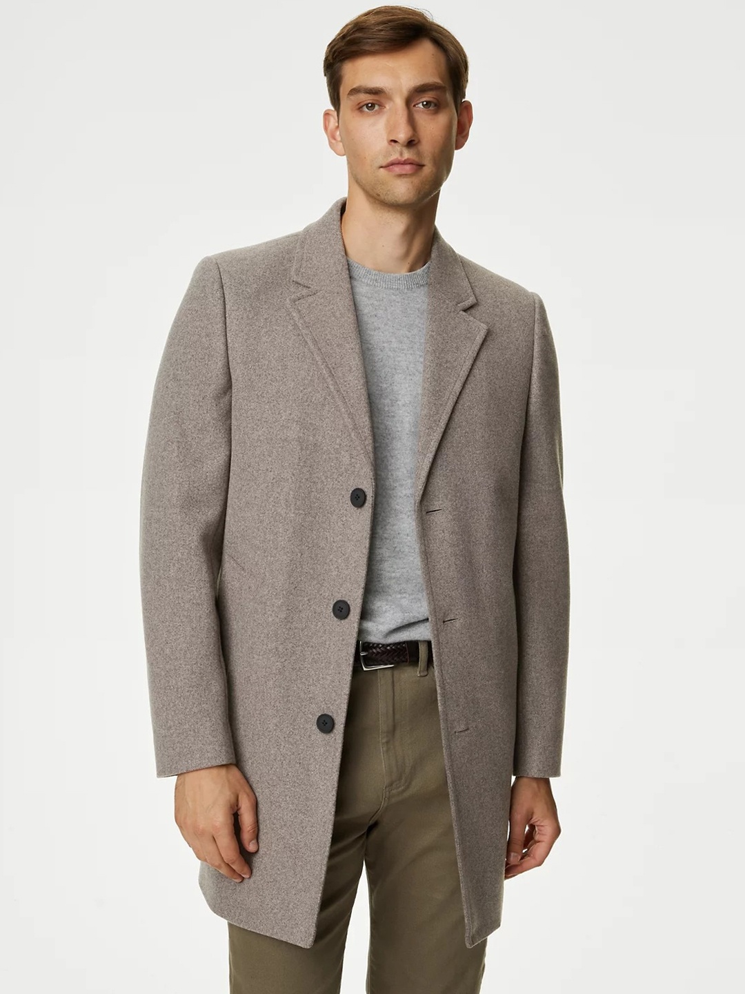 

Marks & Spencer Notched Collar Over Coats, Beige