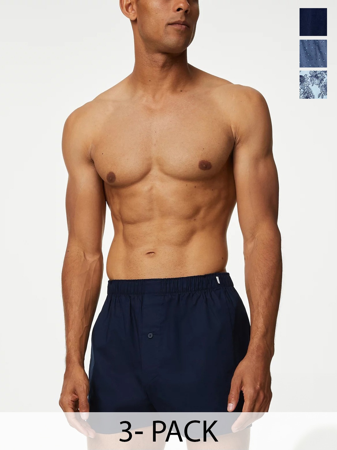 

Marks & Spencer Pack Of 3 Inner Elasticated Boxers VAN: T147002ADARK INK, Blue