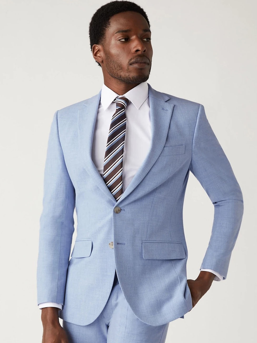 

Marks & Spencer Slim-Fit Single-Breasted Formal Blazer, Blue