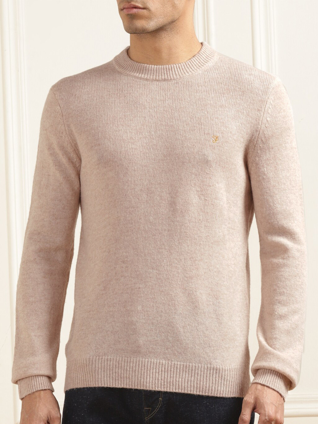 

Farah Round Neck Wool Pullover, Beige